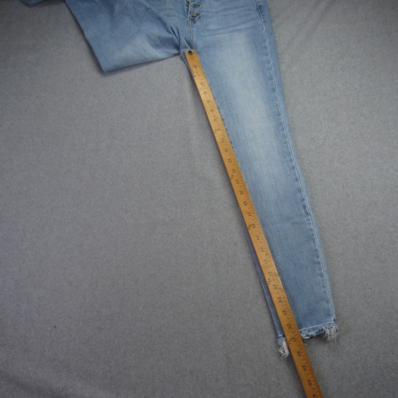 Judy Blue Jeans Womens 3/26 Blue Light Wash Skinny Fit Button Fly Raw Hem L - Picture 10 of 13